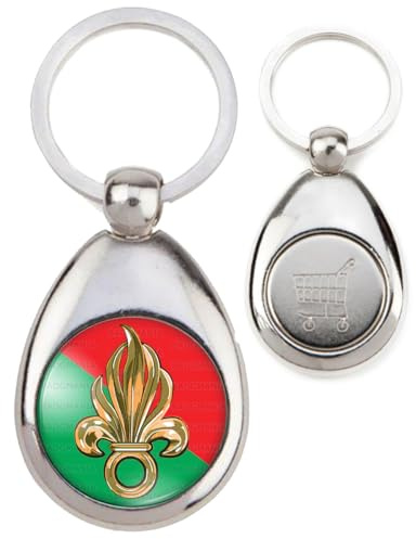 BADGMANIA | Porte Clés Métal Jeton de Caddie | Flamme Legion Etrangère Vert Rouge French Foreign Legion