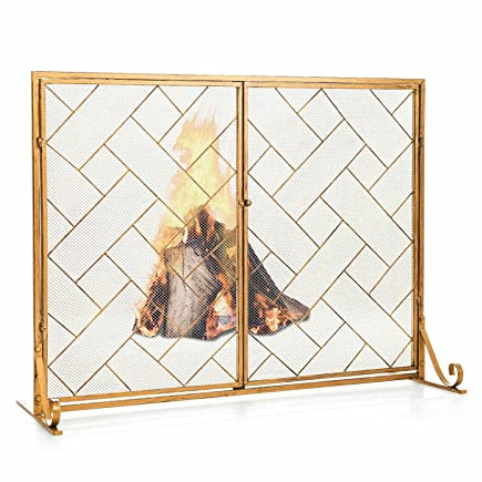 Écran de cheminée à 2 panneaux - Double porte - Clôture de sécurité pour cheminée intérieure (couleur : 01)