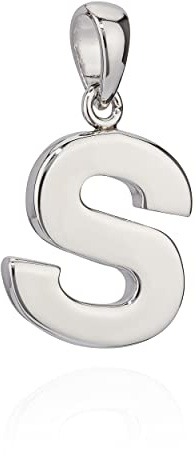 NKlaus Kettenanhänger Buchstabe A–Z, 925 Silber, klein, rhodiniert, 1 Stück | Anlaufgeschützt; Öse innen 3 x 4mm; für Damen