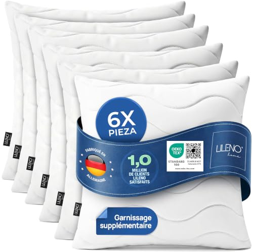 LILENO HOME Kopfkissen 80x80 (6er Set) – 95°C waschbar, OekoTex 100 | Made in Germany – Kissen 80x80 mit praller Füllung – Schlafkissen, Bettkissen, Polster, Pillow