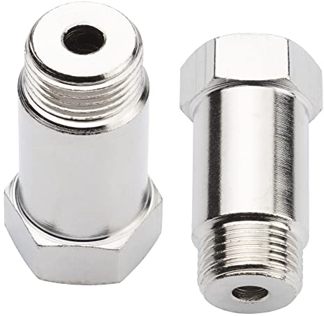 Konuooer 2 Stück Lambdasonde Adapter für M18x1,5mm O2 Spacer Universal Lambdasonde Auto Lambda sensor spacer Auspuffanlage Silber