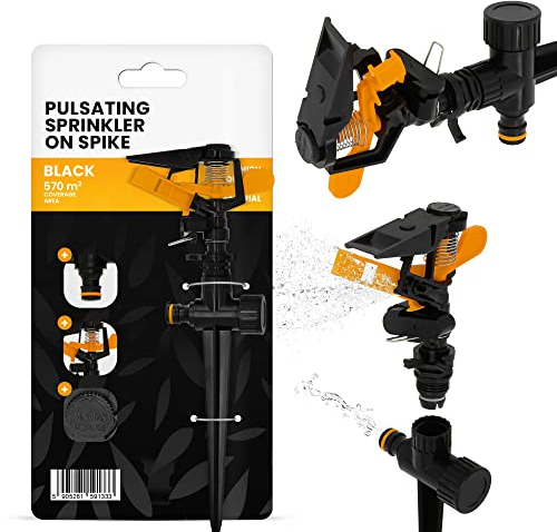 Arroseur pulsé sur pointe oscillant à 30 à 360 ° - Arroseur à gazon - Arroseur à impulsions de jardin - Système de pulvérisation - Connexion rapide - Arroseur de secteur - Arrosage de grande surface