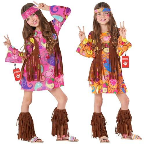 Morph Barn hippie väst kostym klänning - 70-talet disco outfit för flickor halloween kostym, retro hippie klänning för barn, liten