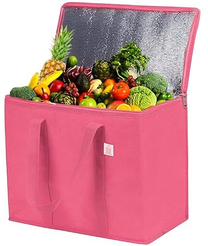 Adalex Global 26L Cool Bag Cooler Bag and Cooler Box, Insulated Food Delivery for Uber Eats, Thermal for Hot and Frozen Food, Picnic and Grocery Delivery, Freezer Shopping (22x30x40cm 26l Pink, XL)