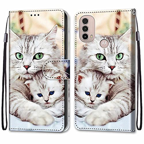Mo-Somnus Funda para Motorola Moto E30 / E40 / E20, Funda Cartera Funda Libro Caso Piel PU con Tapa Magnético Billetera Flip Carcasa Cuero [Protección Completa] [Ranura para Tarjeta] (Gatos 2)