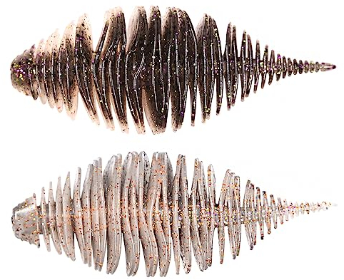 Gummiköder Set, 78mm 100mm Gummifische Worms Bellows Angelköder Kunstköder Köder für Forelle,Barsch,Zander, 2er/4er Pack