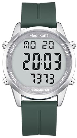 Hearkent Podometro Reloj para Caminar para Senior Sin Bluetooth No Requiere App con Contador de Pasos Calorias y Numeros LCD Grandes (Verde)