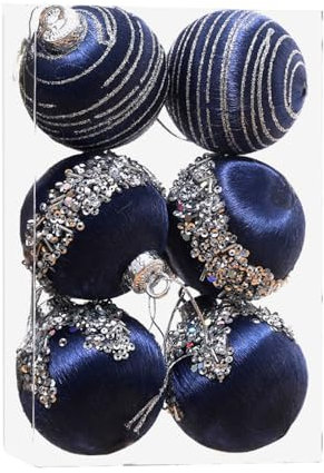Holdes Ornamenti per palline di Natale in velluto | Palline per albero di Natale in velluto – Kit di palline di Natale con spago metallico, 6 pezzi per piscina