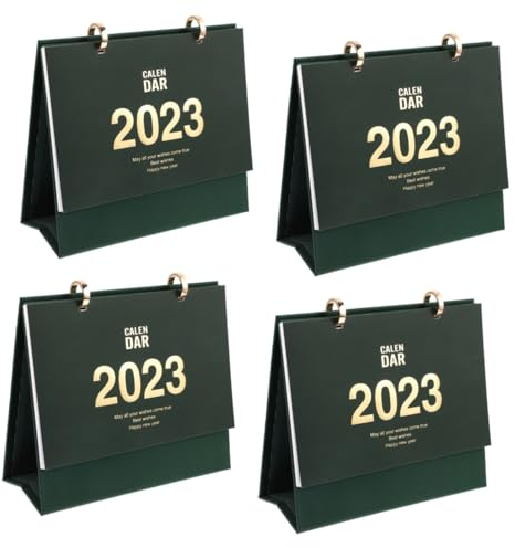 QZDCFC 4 Stück 2023 Tischkalender 2023 Monatskalender Ewiger Kalender Chinesischer Monatsplaner 2023–2024 Tischkalender Chinesische Dekorationen Wohnaccessoire Büro Eisen Kleines Zelt charitable
