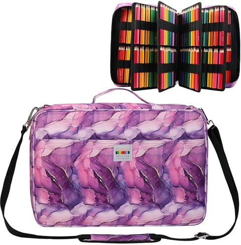 JAKAGO Federmäppchen mit großer Kapazität für 480 Buntstifte,Wasserdicht Stifttasche Schreibwaren Organizer für Malstifte Künstler Pinsel Fineliner Textmarker Geschenk für Kunststudenten（M-Purple）