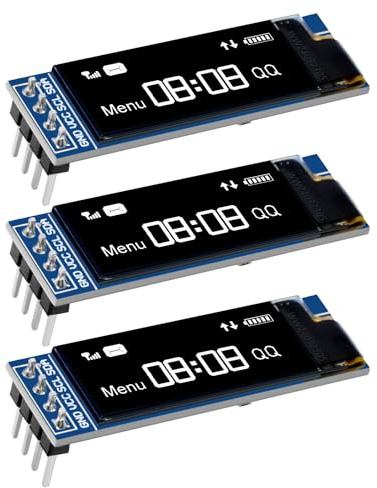 APKLVSR 3 moduli display I2C da 0,91, IIC I2C, modulo di visualizzazione OLED, 128 x 32, 3,3 V/5 V, per Arduino e altri microcontrollori (bianco)