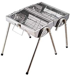 MYVVKIA Parrilla para Barbacoa Parrilla para Barbacoa de carbón plegada al Aire Libre Barbacoa para Exteriores Parrilla de Kebab de carbón de Acero Inoxidable Parrilla Plegable P
