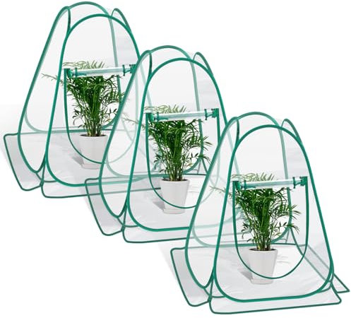Fuairmee Pop-Up-Gewächshausabdeckung, Mini-Gewächshaus, PVC, Gartenpflanze, 3er-Pack, tragbares kleines Gewächshaus für drinnen und draußen, Sonnenscheinraum, Hinterhoffluss