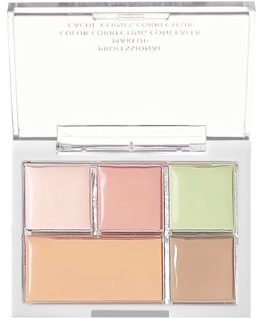 Concealer Full Coverage, Colour Corrector Contour Palette, Under Eye Concealer Cream Contour, Hydrating Brightening Peach White Green Concealer Palette for Dark Circles, Redness, All Skin Types