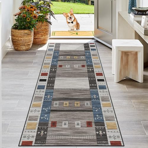 KwuSeug Tappeto Cucina Antiscivolo Lavabile 60 x 160 cm Tappeto Passatoia per Corridoio Moderno Tappeti Assorbente Tappeto Runner per Cucina Soggiorno Camera da Letto Ingresso Lavanderia