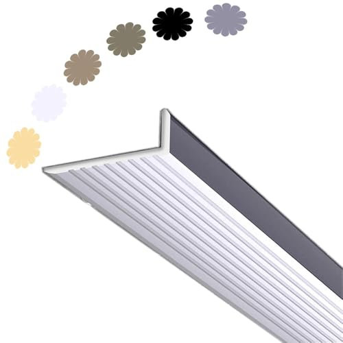 HAEKEBC 75mm Treppenkantenschutz, Rutschfester Treppenkantenprofil, Metall Treppenkante Für Fliesen/Holz/Marmor/Beton/Metall Treppen, Krankenhäuser Einkaufszentren Verandenstufen(Silver,90cm/36in)