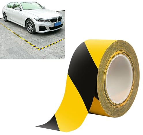 Hahhhha Hazard Tape,33m Waterproof Hazard Warning Tape,Black and Yellow Warning Tape,Dangerous Areas Extra Caution Tape,Safety Tape for Parking Place,Hotel,Highway,Vehicle Toll Station