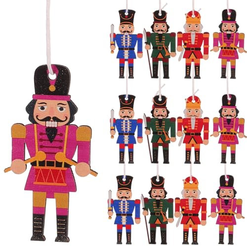 Zerodeko 12stücke Holz Soldaten Anhänger Weihnachtsbaum Dekoration Wand Tür Fenster Hängend Partygeschenke