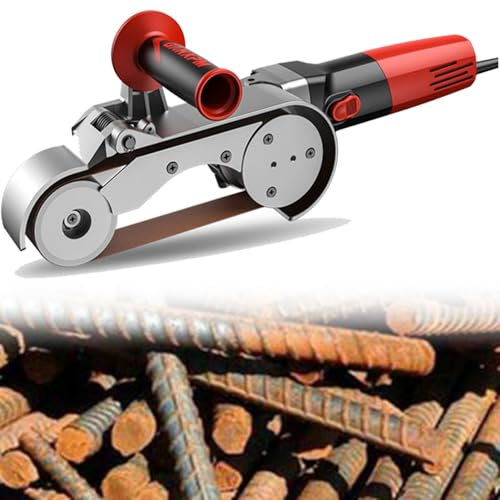 Levigatrice per Tubi e Tubi In Acciaio Inossidabile da 1100 W, 6 Velocità Regolabili con Nastro Abrasivo per Levigatura, Levigatura e Lucidatura Dell'Ossido di Allumina,2Roller