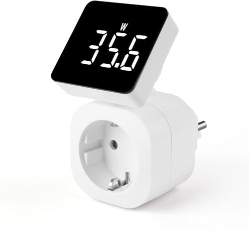 Stromzähler für Steckdose 6 Modi, 180°Rotbarer Stromzähler Strommessgerät mit Groß LCD, Strommessgerät Steckdose Energiekostenmessgerät Hinterleuchtete Weiße Ziffern, Wattmeter Kwh Zähler Strommesser