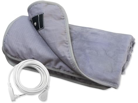 XINHUSU Grounding Blanket for Bed Earth Connected Throws Silver Fiber Grounded Flannel Bedding for Relaxation (50x60,Grey)