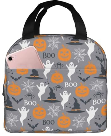 Lonchera de calabaza de Halloween para mujeres y hombres, bolsa de almuerzo aislada, bolsa de almuerzo de gran capacidad, a prueba de fugas, reutilizable, para el trabajo, oficina, picnic, viajes