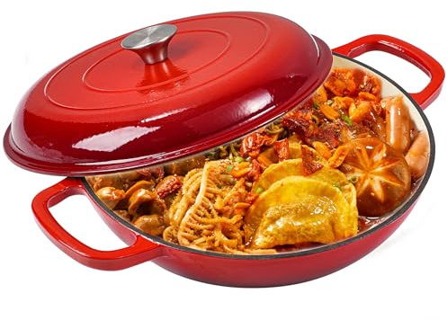 Vivicreate 3.5 Quart Enamel Cast Iron Dutch Oven Pot with Lid – Enameled Cookware for Baking, Roasting, and Braising – Durable Cast Iron Pot for Stove Top and Oven Use