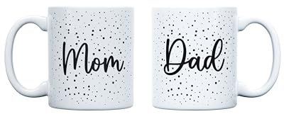 Tazza Mamma e Papà design a pois - Genitori per la prima volta - Set di 2 Tazze per mamma e papà alle prime armi - Giorno della Madre,Giorno del Padre (Pack 2 - Bianche design a pois)