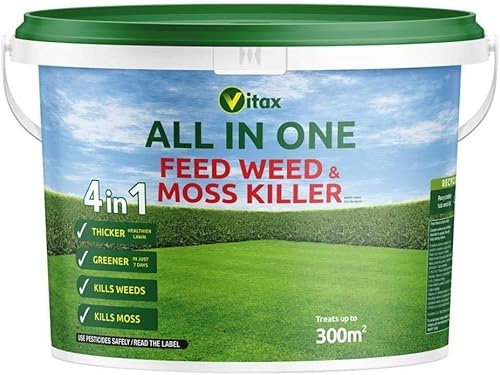 4-in-1 Complete Feed Weed & Moss Killer - 300m² Lawn Treatment for Weeds, Moss, and Thicker Grass Growth