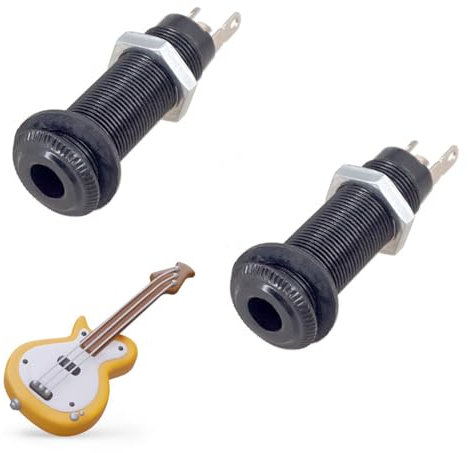 6,35 mm Stereo Klinkenbuchse, 2 Stück Stereo Klinkenbuchse, Mit 3 Poligem Gitarren Bass 1/4 Zoll Für Gitarre, Bassinstrumente, Zubehör, Schwarz