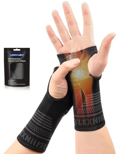 Lexniush Handledsbandage 2 stycken för vänster/höger, handledsstöd för karpaltunnel, artrit, senskidinflammation, kompression bandage handled för sport, fitness, S