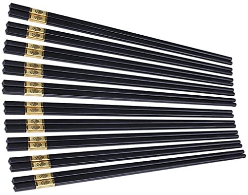 SBCGFY Set di 10 Paia di Bacchette in Fibra di Vetro riutilizzabili, Lavabili in lavastoviglie, Bacchette Giapponesi, Cinesi e Coreane, Leggere, da tavola, Set di Bastoncini per Capelli Neri.
