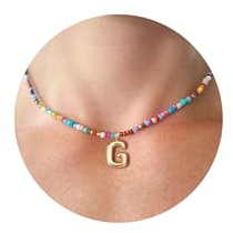 HANLI Collana Perline Perle Personalizzata Con Nome Iniziale G Donna Bambina Oro Placcato 14K Anallergici Leggeri Trendy Gioielli di Moda per le Donne