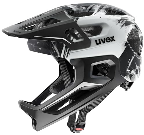 uvex React jr. fullface Kinderfahrradhelm, Black-White matt, 52-56 cm