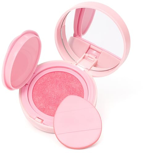 Erinde Cushion Blush, långvarig flytande rouge med silkeslen konsistens, lätt att blända, för en doprisk makeup finish, med integrerad spegel och puff, vegansk och djurförsöksfri #03