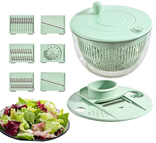 Salad Spinner - Manual Countertop Leaf Dryer, Large Capacity Vegetable Washer | Transparent Rotating Bowl for Crisp Lettuce, Fresh Cleaning, Fruit Rinsing, Kitchen Meal Prep Gadget