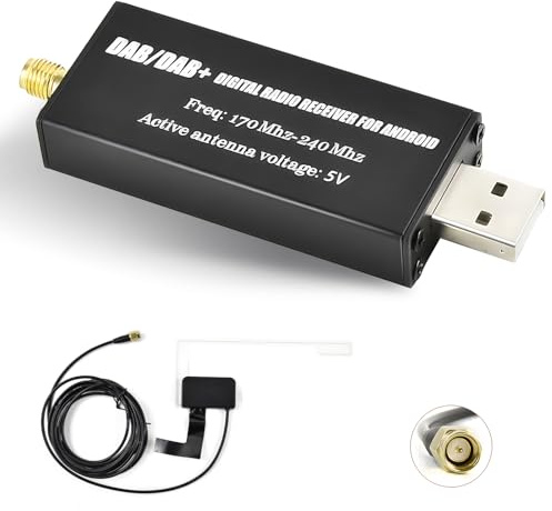 Motorsi DAB/DAB+ Adapter für Android Autoradio mit aktiver Antenne und USB 2.0