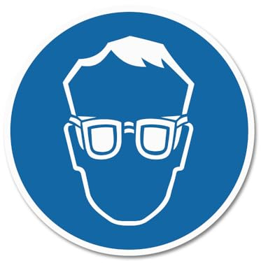 Hinweisschild „Schutzbrille tragen“ – genormt nach DIN EN ISO 7010 & ASR A1.3 (2013) – Alu-Dibond, Aufkleber, Reflektorfolie oder Magnetschild – verschiedene Größen (Alu-Dibond, Ø 10 cm)