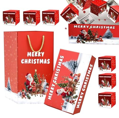 Weihnachts-Explosionsbox - Festliche Faltbare Aufklappbare Geldbox | Für Kinder Erwachsene Schmuck Hochzeiten Abschlussfeiern Partys Geschenkverpackung