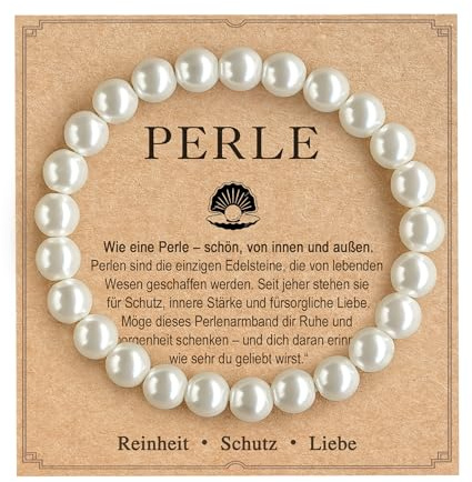Perlenarmband Damen, Perlen Geschenke Armband Frauen Damen Freundin Schwester Frau für Frauen Damen Freundin Frau Schwester Sie Beste Personalisierte Valentinstag Weihnachtsgeschenke Weihnachten