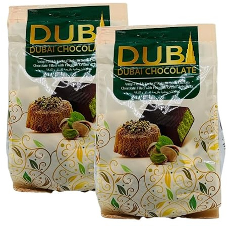 Dubai Chocolate Bars with Pistachio Cream and Kunafa Filling 400g x 2 Bags, Individually Wrapped Chocolate Bars, Perfect Chocolates Gift for friends and family on Christmas, Mothers Day (2 Bundle)