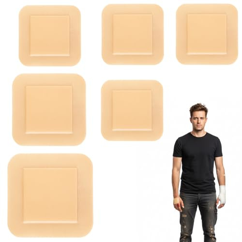 6PCS Dekubitus Pflaster, Silikon Pflaster, Schaumverband, Atmungsaktive Wundauflagen Groß Für Hautanwendung Und Täglichen Gebrauch