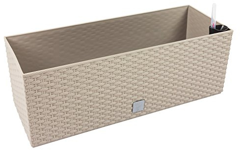 72 L Pflanzkübel Blumentopf Blumenbank in Rattan-Optik Bewässerungssystem Rato Serie Mocca beige rechteckig