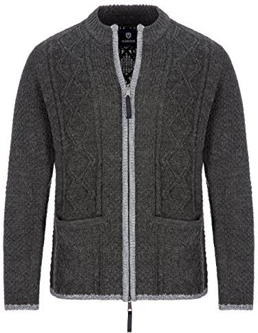 Almbock Herren Strickjacke mit Reißverschluss, anthrazit grau, Größe XXL