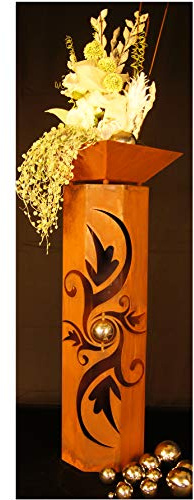 JH-Metalldesign 8-Eck Säule Pandora + Schale Classic Edelrost Rost Metall Gartendeko Garten Stele