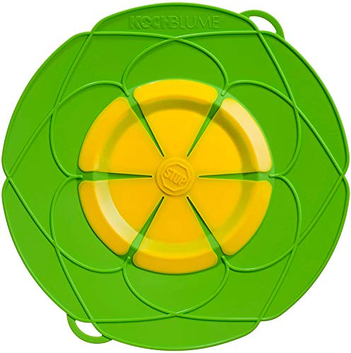 Kochblume - das Original vom Erfinder Armin Harecker XL 33 cm Limette, Überkochschutz für Topfgrößen von Ø 20 bis 28 cm, Set mit Microfasertuch