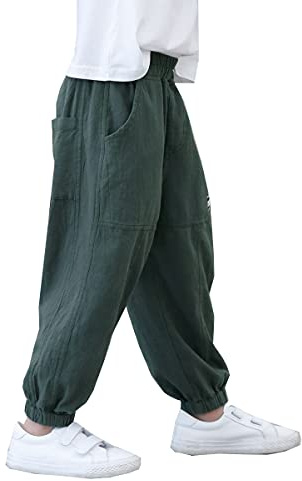 Siehin Kinder Jungen Leinenhose Sommerhose Jogginghose Pumphose Haremshose Freizeithosen