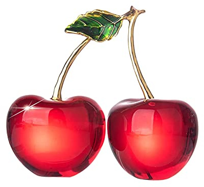 Gazechimp Kirsch Kristall Statue, 3D Kristallfigur auf Obst, Tischdeko Statue Moderne aus Kristallglas, Dekoration Skulptur für Haus Dekoration, Hochzeit, Zuhause, Tolles Geschenk, 45mm, Rot