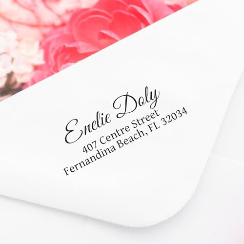 Promot Large Custom Return Address Stamp - Personalized Text Up to 3 Lines with 4 Ink Color Options - Personalized Self-Inking Rubber Stamp for Office & Small Business - Easy to Change Ink Pad