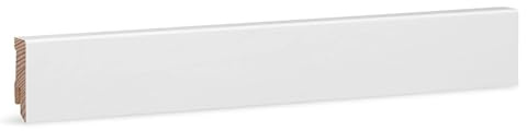 KGM Sockelleiste Modern Massivholz - Weiß, 2400 x 16 x 40 mm, 1 Stück | Fußleiste, Kiefer, lackiert, für Wohnräume, Flure & Büros, ExPress-Clip-Montage, Made in Germany